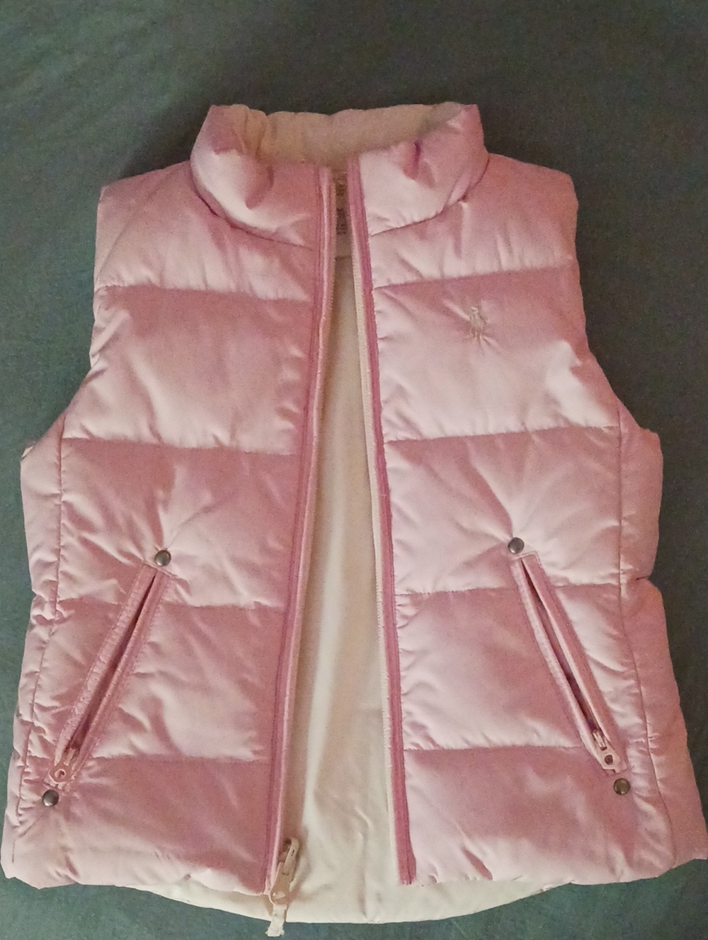 Girls Ralph Lauren Pink/Cream Quilted Reversible Puffer Vest